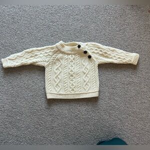 Aran Crafts Kids Cream Cable Knit Sweater